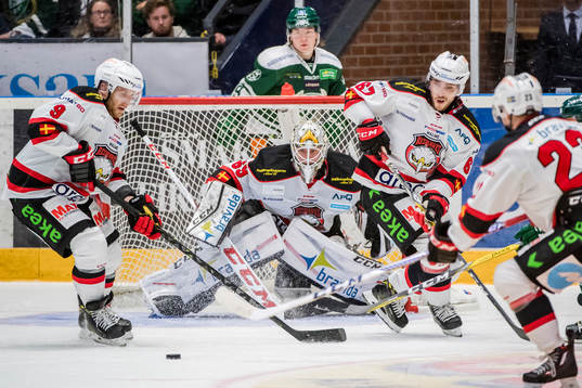 Malmö Redhawks Frederik Storm, målvakt Oscar Alsenfelt