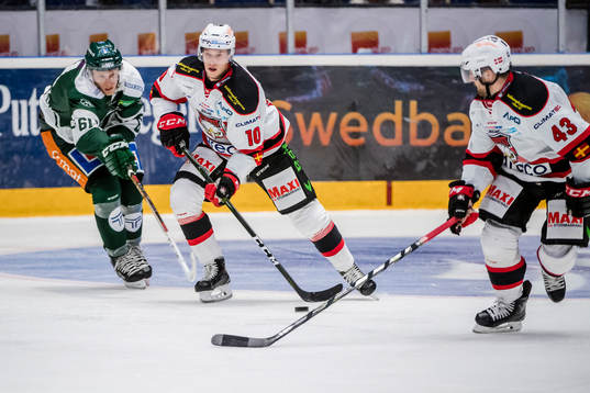 Färjestads Johan Ryno, Malmö Redhawks Robin Alvarez och
