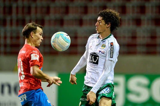 Helsingborgs Anton Wede och Hammarbys Romulo Cabral Pereira