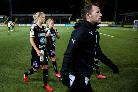 Umeås tränare Daniel Doverlind, Lina Hurtig och Hanna
