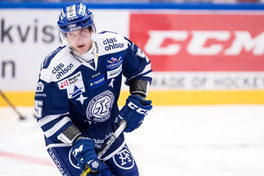Leksands Ben Youds i ishockeymatchen i SHL mellan Leksand