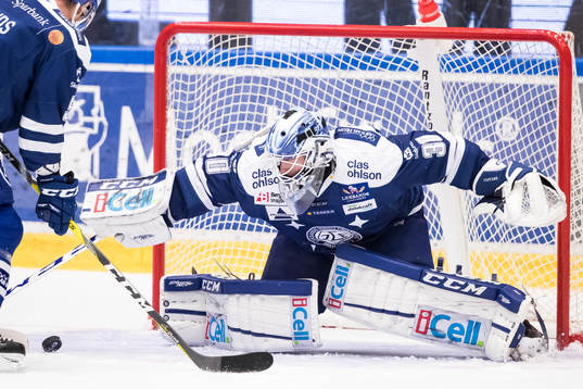 räddning av Leksands målvakt Henrik Haukeland i