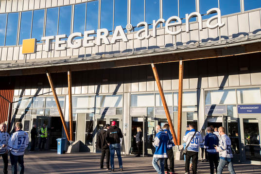 Tegera Arena innan ishockeymatchen i SHL mellan Leksand och