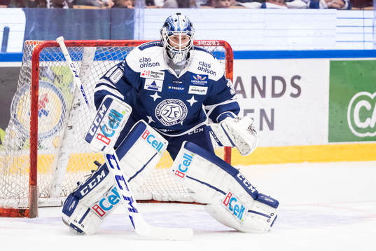 Leksands målvakt Henrik Haukeland i ishockeymatchen i SHL