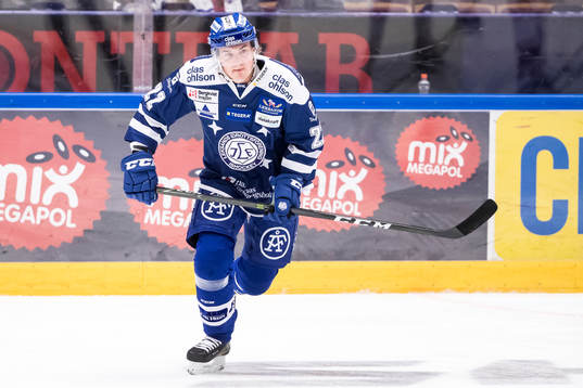 Leksands Martin Grönberg i ishockeymatchen i SHL mellan