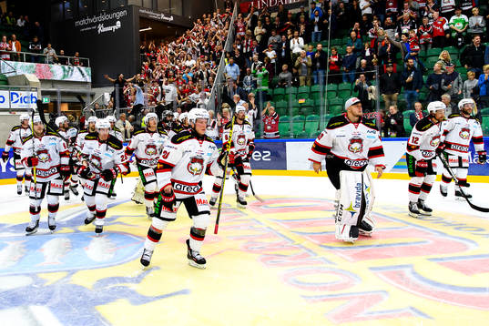 Malmö Redhawks spelare jublar