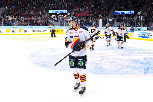 Djurgårdens Lukas Vejdemo deppar eter ishockeymatchen i
