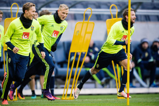 Sveriges Ludwig Augustinsson, John Guidetti och Marcus