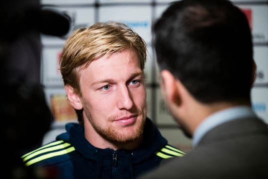 Emil Forsberg i mixed zone