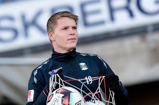 Varbergs Anton Liljenbäck före fotbollsmatchen i