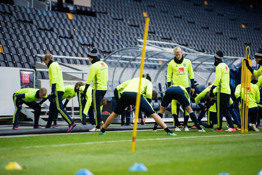 Sveriges spelare stretchar