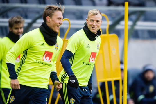 Sveriges Ludwig Augustinsson och John Guidetti
