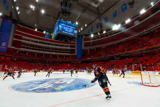 Djurgårdens spelare värmer upp