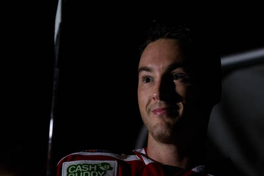 Frölundas Casey Wellman innan ishockeymatchen i SHL mellan