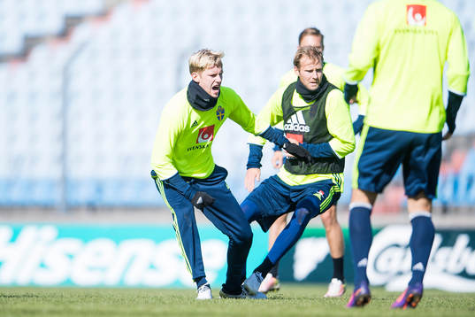 Sveriges Oscar Wendt och Ola Toivonen