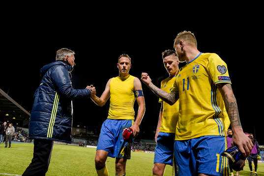 Sveriges Andreas Granqvist, Mikael Lustig och John Guidetti