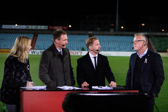 Kanal 5's Karin Frick, Kim Källström och Simon Bank