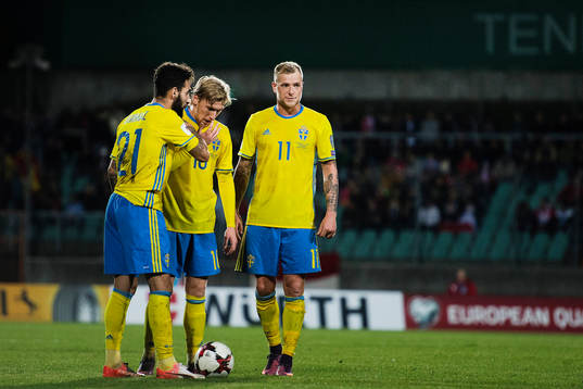 Sveriges Jimmy Durmaz, Emil Forsberg och John Guidetti
