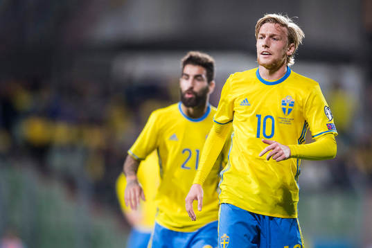 Sveriges Jimmy Durmaz och Emil Forsberg