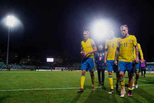Sveriges Andreas Granqvist, Mikael Lustig och John Guidetti
