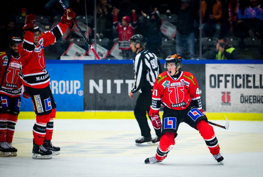 Örebros Joel Mustonen gör 5-1 och jublar