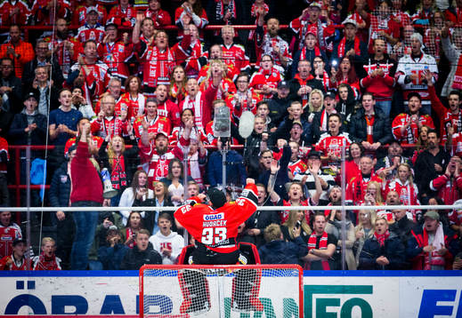 Örebros målvakt Julius Hudacek jublar med fansen