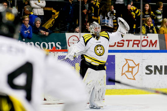 Brynäs målvakt David Rautio jublar