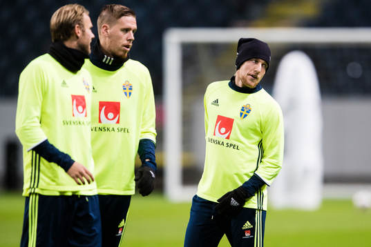 Sveriges Ola Toivonen, Pontus Jansson och Emil Forsberg