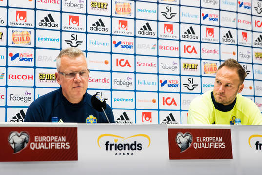 Sveriges förbundskapten Janne Andersson och Andreas