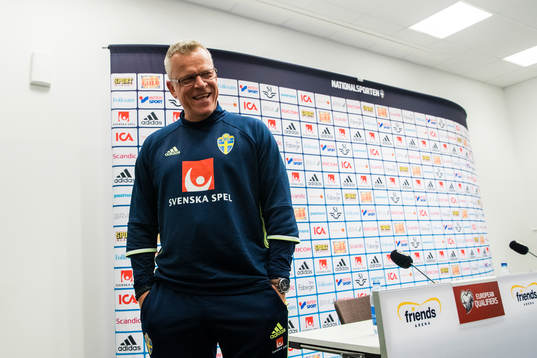 Sveriges förbundskapten Janne Andersson och Andreas