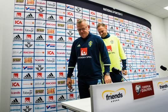 Sveriges förbundskapten Janne Andersson och Andreas
