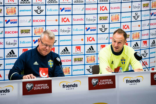 Sveriges förbundskapten Janne Andersson och Andreas