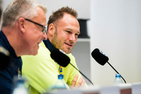 Sveriges förbundskapten Janne Andersson och Andreas