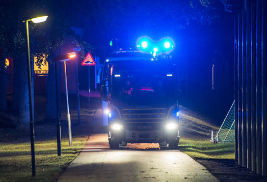 LB07 blev eskorterade av brandkåren när det var dags för