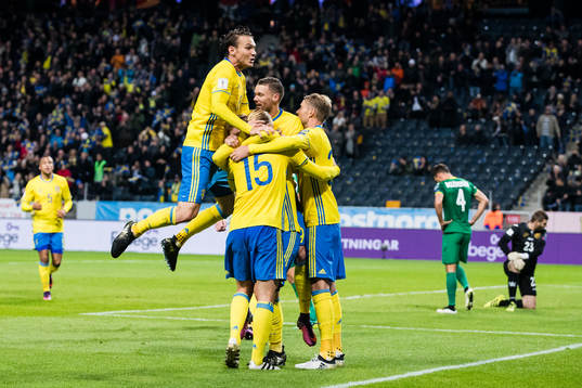 Sveriges Albin Ekdal, Oscar Hiljemark, Marcus Berg och Ola