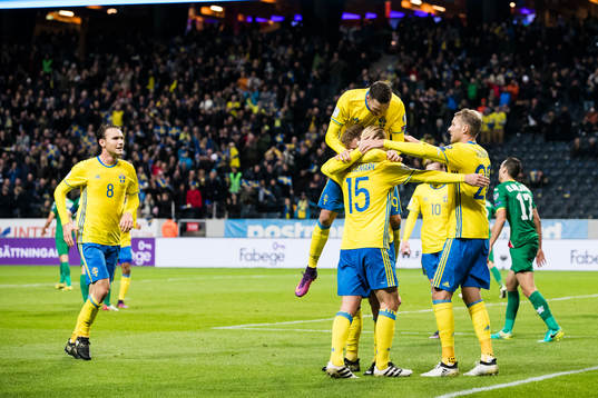 Sveriges Albin Ekdal, Marcus Berg, Oscar Hiljemark och Ola