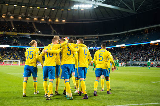 Sveriges Oscar Hiljemark, Emil Krafth, Marcus Berg och