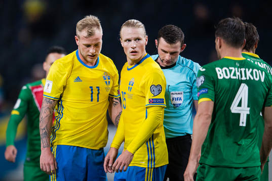 Sveriges John Guidetti och Oscar Hiljemark