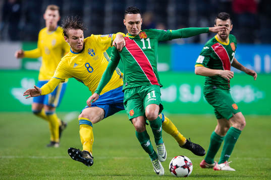 Sveriges Albin Ekdal och Bulgariens Marcelinho
