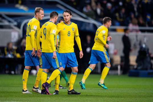 Sveriges Ola Toivonen, Marcus Berg och Albin Ekdal