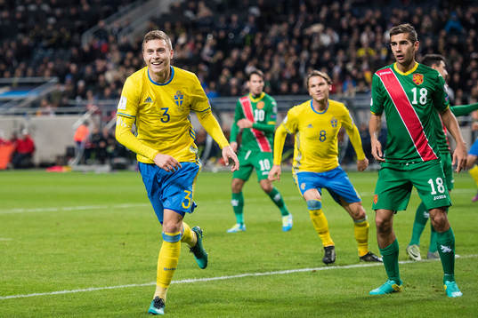 Sveriges Victor Nilsson Lindelöf jublar