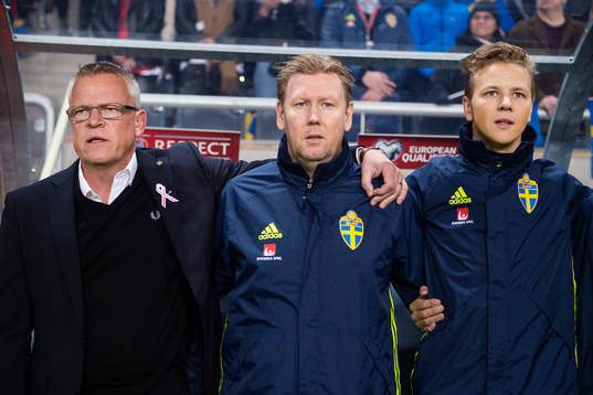 Sveriges förbundskapten Janne Andersson och assisterande