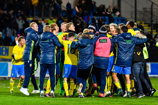 Sveriges spelare jublar