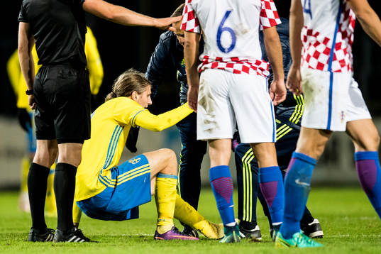 Sveriges Pawel Cibicki skadar sig och tvingas utgå