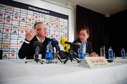 Förbundskapten Janne Andersson och kommunikationschef
