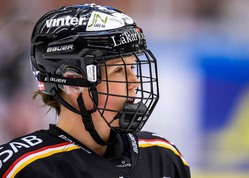 Luleås Michelle Karvinen på uppvärmningen
