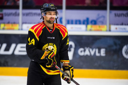 Brynäs Johan Alcén före ishockeymatchen i SHL mellan