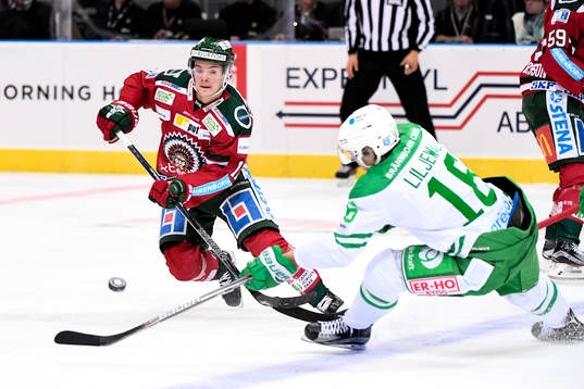 Frölundas Victor Olofsson  och Rögles Timothy Liljegren