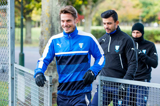 Malmö FFs Markus Rosenberg, Behrang Safari och Magnus