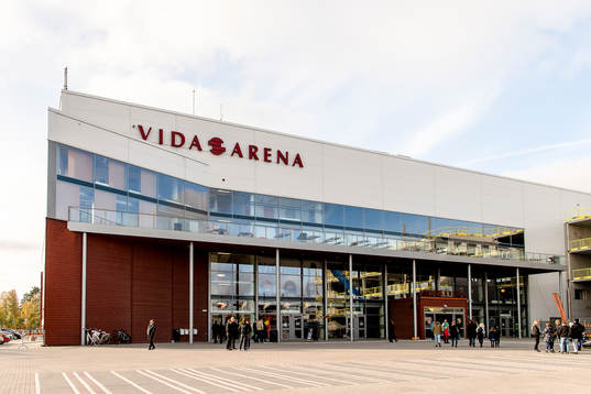 Generell vy av vida arena före ishockeymatchen i SHL